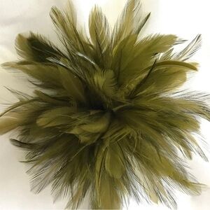 Olive green  Feather Fascinator Hair Clip OR fashion pin brooch